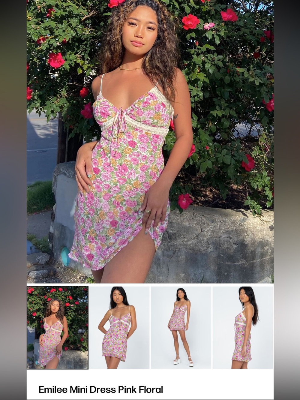 Princess Polly Emilee Mini Dress Pink Floral Dress